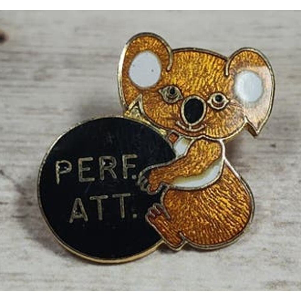 Koala Bear Perfect Attendance School or Bowling League Award Enamel Pin